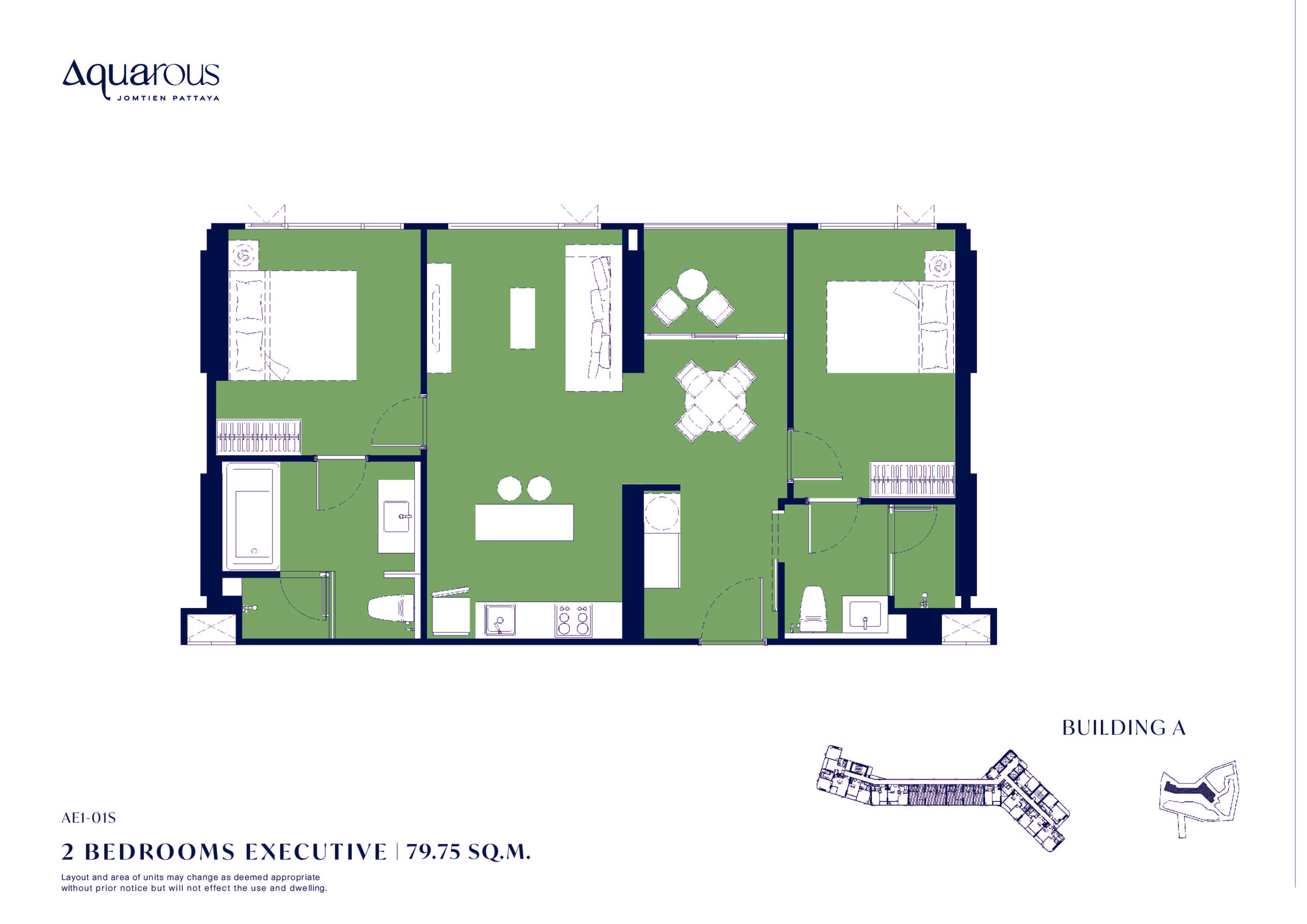 2 Bedroom Executive Floor Plan